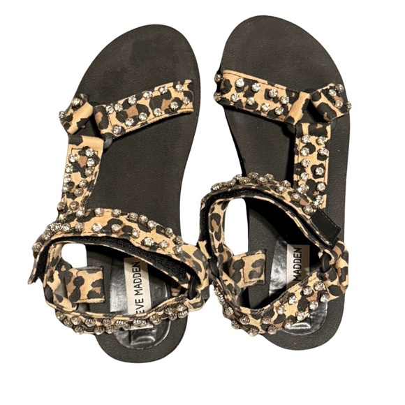 Steve Madden Leopard & Rhinestone Sandals  Size 8 (Women’s) - Picture 1 of 2